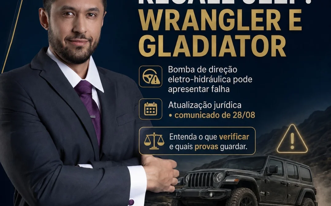 Recall Jeep Wrangler e Gladiator: falha na bomba da direção pode causar princípio de incêndio.
