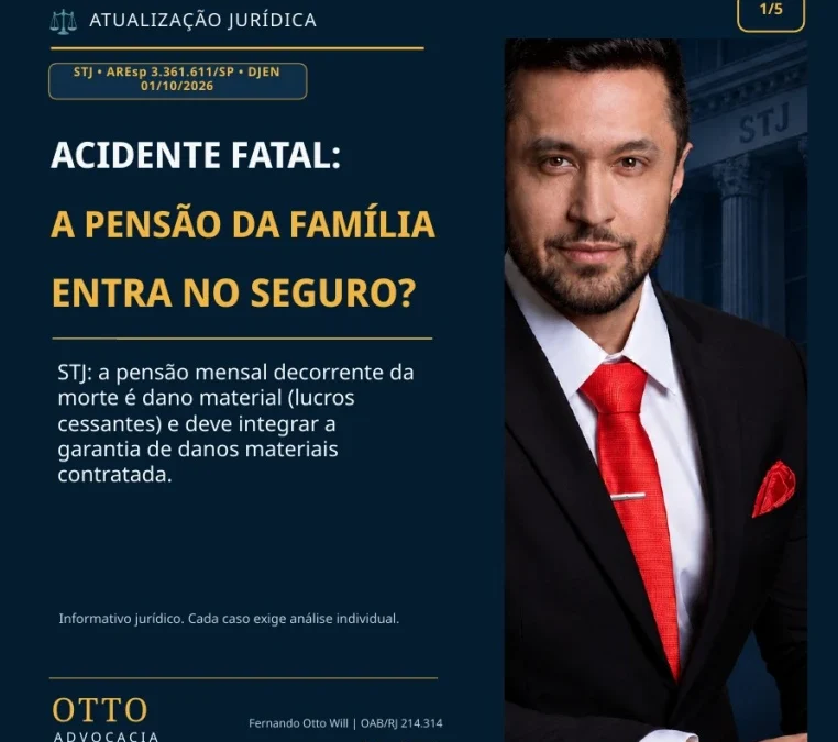 Seguro de veículo cobre a pensão mensal devida à família de vítima fatal? STJ reafirma que a verba integraos danos materiais.